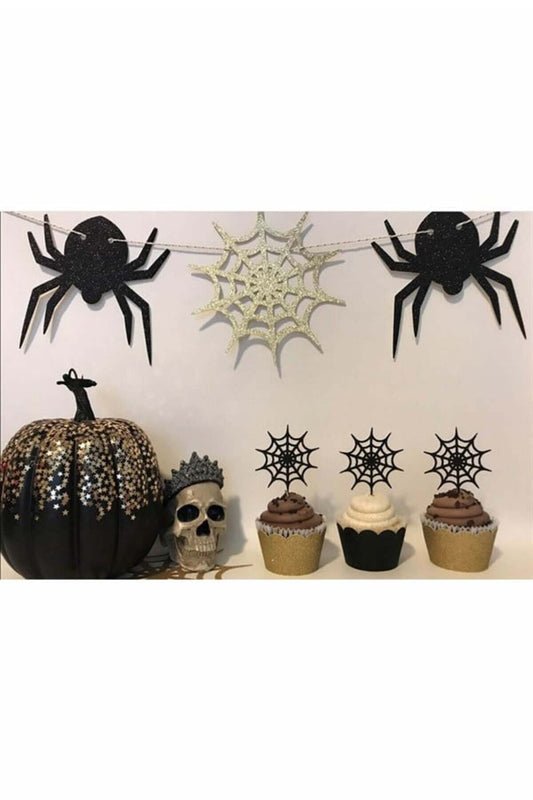 Cadılar Bayramı Halloween Örümcek Duvar Süsü 11 Li