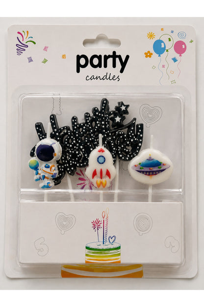 Uzay Temalı Happy Birthday Pasta Mumu