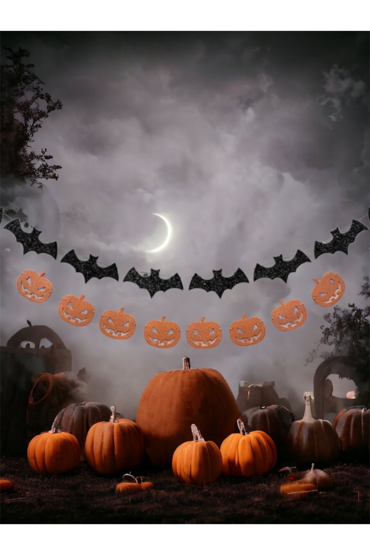 Hallowen Cadılar Bayramı Yarasa Balkabağı Duvar Süsü Set