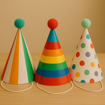 Gökkuşağı Renkli 3 Adet Karton Şapka