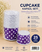 Mor Puantiyeli Cupcake Kapsül 25 li