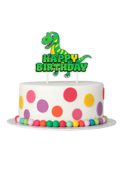 Dinozor Temalı Happy Birthday Pasta Mumu