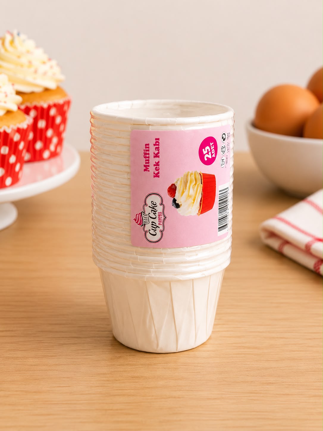 Beyaz Cupcake Kapsül 25 li