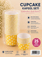 Sarı Puantiyeli Cupcake Kapsül 25 li