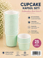 Makaron Yeşil Cupcake Kapsül 25 li