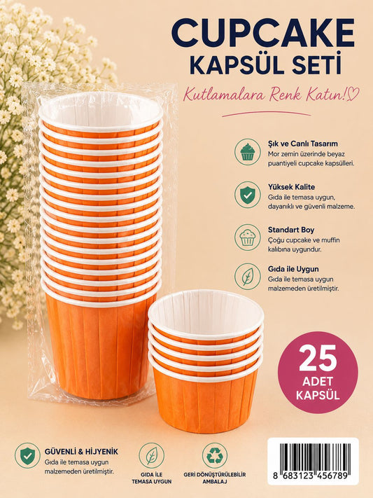 Turuncu Cupcake Kapsül 25 li