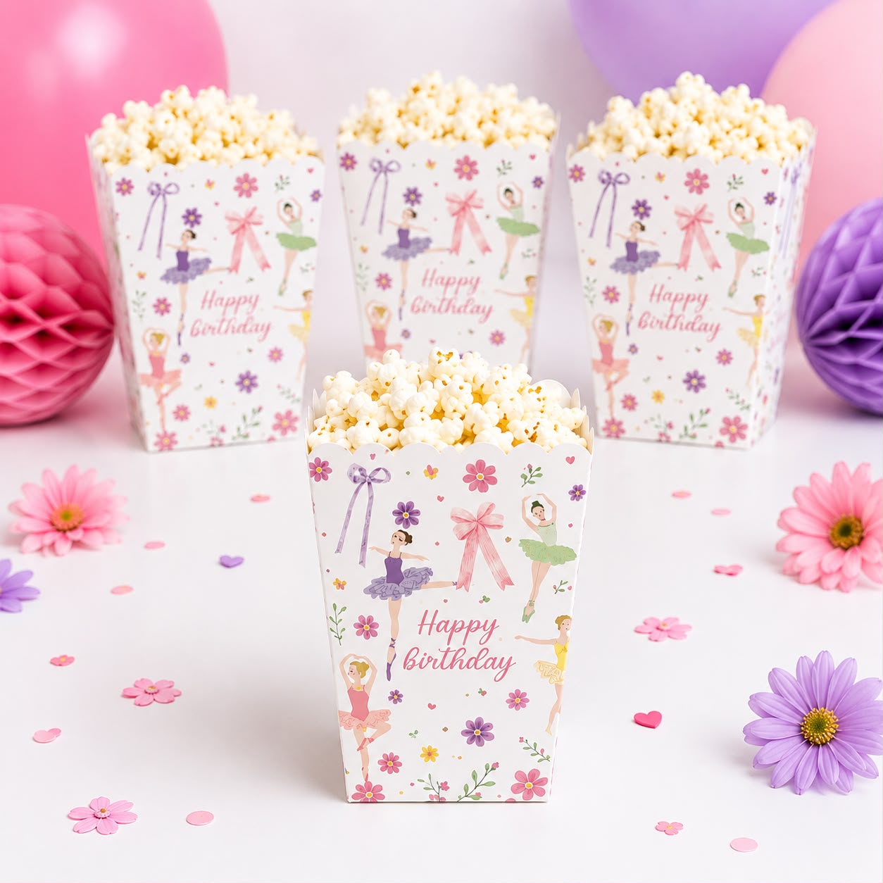 Balerin Tema Mısır Popcorn Kutusu 8 Adet