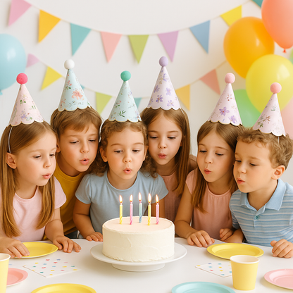 Altın Yaldızlı Mini Parti Şapkası 6 lı Paket - Çiçek Desenli Parti Şapkaları - Kukuleta Şapka