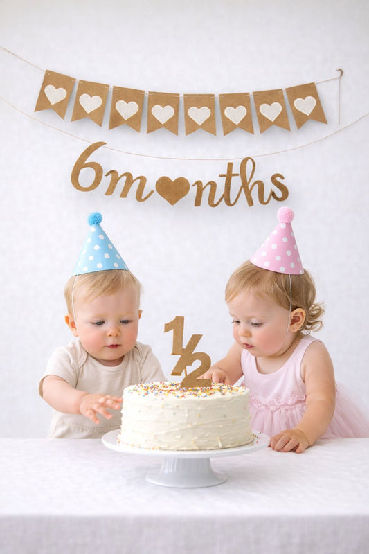 Kraft Beyaz Retro Yarım Yaş 6months Parti Seti 3 parça