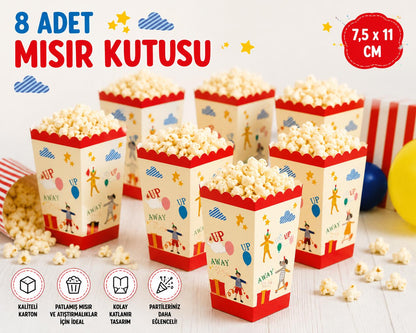Neşeli Çocuklar Temalı Mısır Popcorn Kutusu 8 Adet