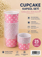 Pembe Puantiyeli Cupcake Kapsül 25 li