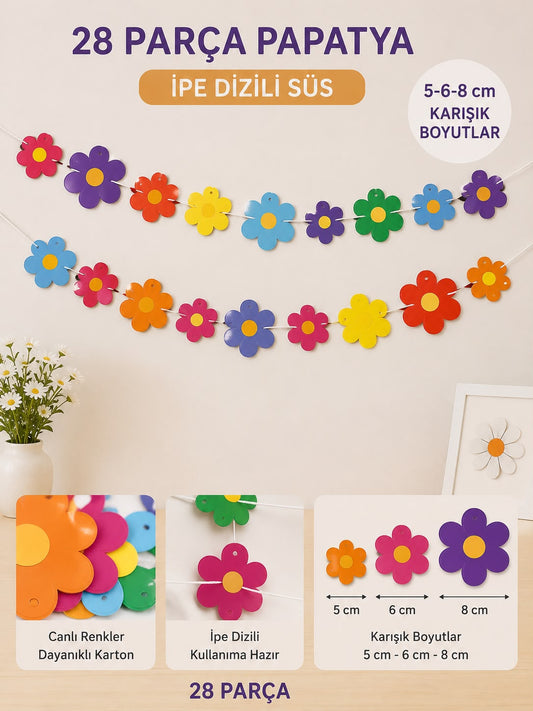 Rengarenk Papatya Sıralı Süs