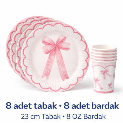 Fiyonk Tema 8 Tabak 8 Bardak Set