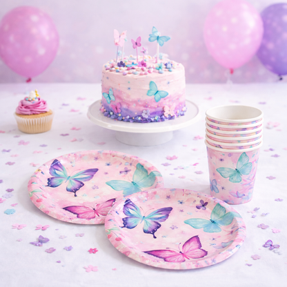 Kelebek Tema Tabak Bardak Set 8’li