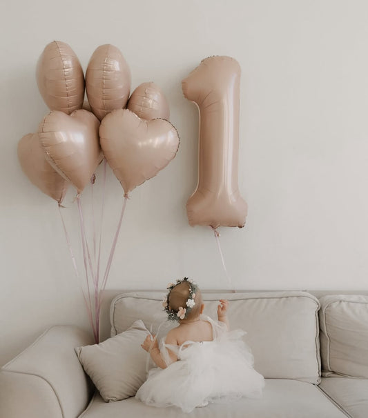 Şampanya Renk Rakam Balon Demeti 7 Parça Yaş Seçenekli