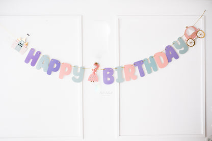 Rapunzel Prenses Temalı Happy Birthday Makaron Duvar Yazı