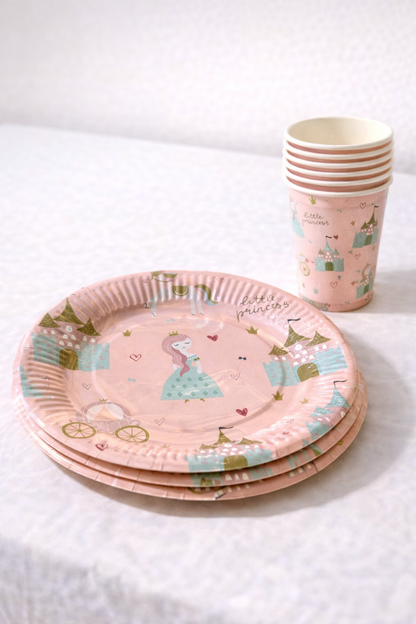 Rapunzel Temalı Somon Karton Tabak Bardak Set 8 li