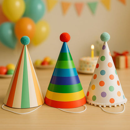 Gökkuşağı Renkli 3 Adet Karton Şapka