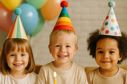 Gökkuşağı Renkli 3 Adet Karton Şapka