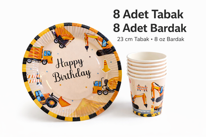 İnşaat Tabak Bardak Set 8’li