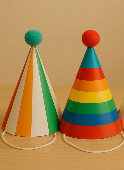 Gökkuşağı Renkli 3 Adet Karton Şapka