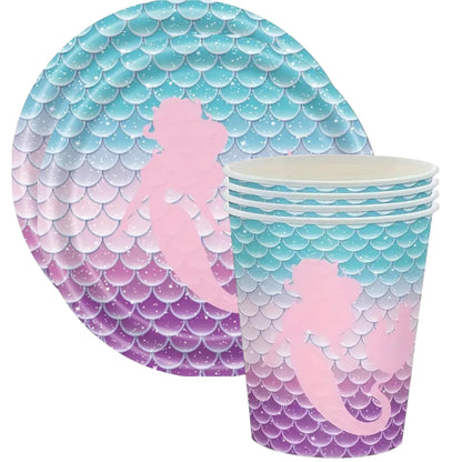 Denizkızı Temalı Pastel Tabak Bardak Set 8 Bardak 8Bardak