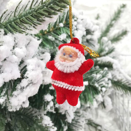 Yılbaşı Ağaç Süsü Kırmızı Noel Baba 6 cm Kadife 6 adet
