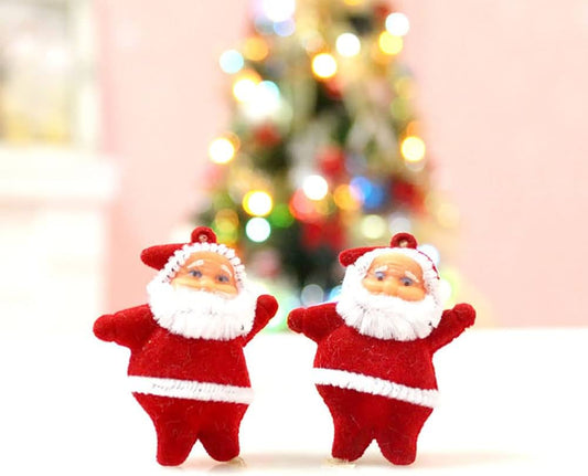 Yılbaşı Ağaç Süsü Kırmızı Noel Baba 6 cm Kadife 6 adet