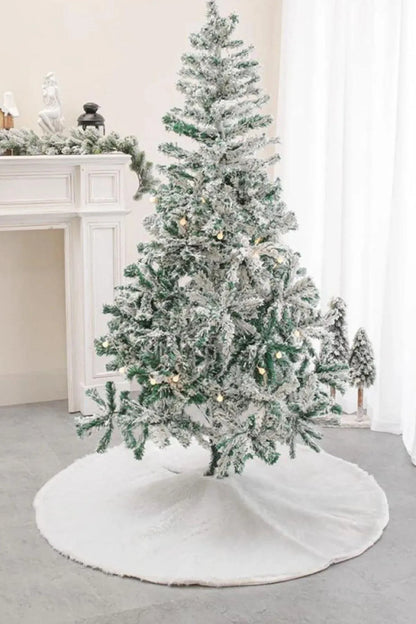 Yılbaşı Lüks Peluş Çam Ağacı Altlığı Krem Renk Noel Ağaç Altı Örtüsü