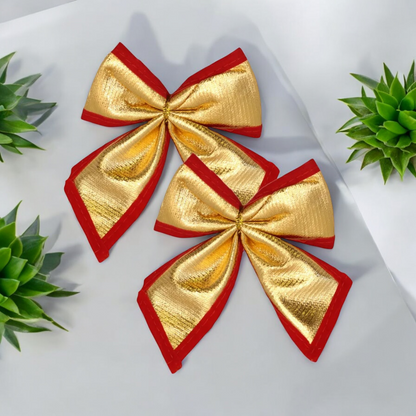 Yılbaşı Dekorasyon Ağaç Süsü Fiyonk 6 Adet Gold Kırmızı 12 cm Lüks Büyük