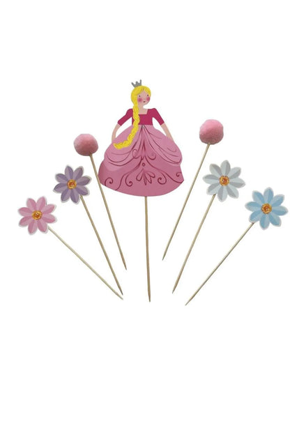 Prensesler Temalı Pasta Üzeri Süs Seti 7 Li