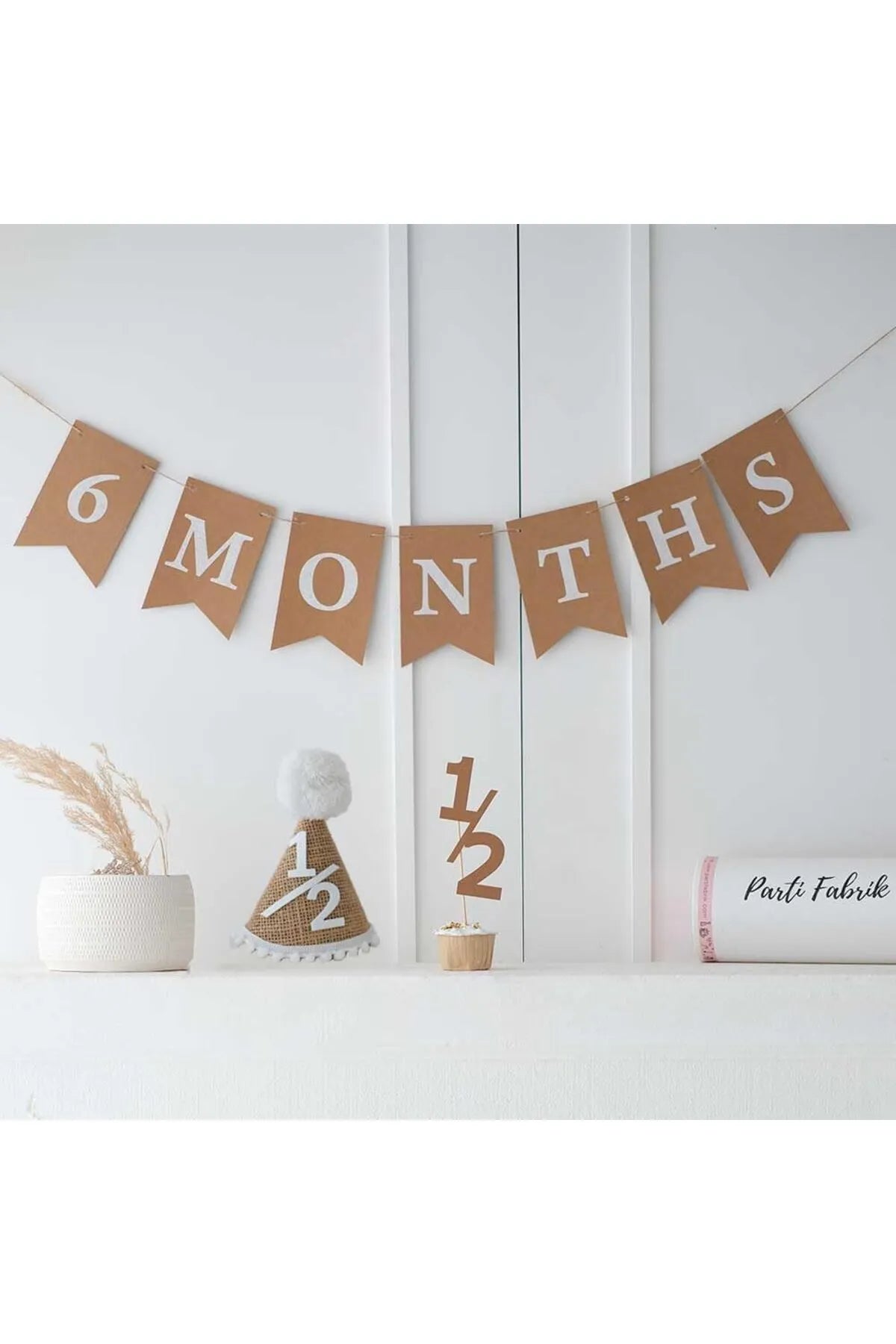 Yarım Yaş 6 Months 3 Lü Kraft Kırlangıç Bayraklı Set Hasır Şapkalı