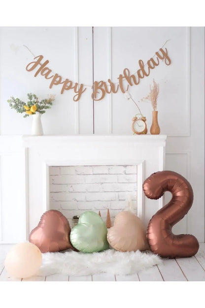 Happy Birthday Kraft İtalik Retro Renk Yazı Süs