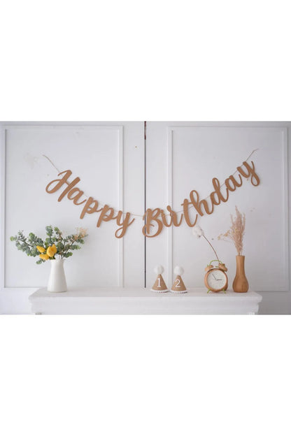 Happy Birthday Kraft İtalik Retro Renk Yazı Süs