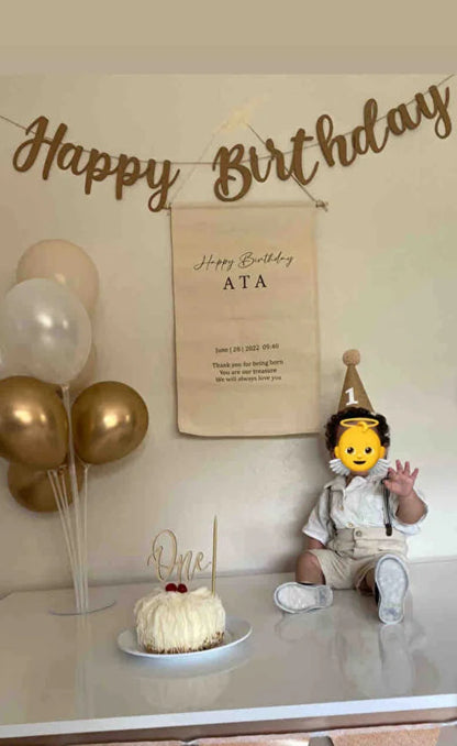 Happy Birthday Kraft İtalik Retro Renk Yazı Süs