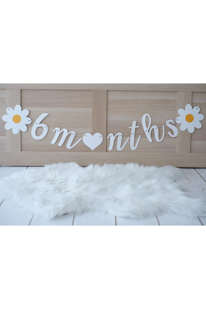 Yarımyaş 6 Ay Kınası Papatya Temalı 6months Duvar Yazısı