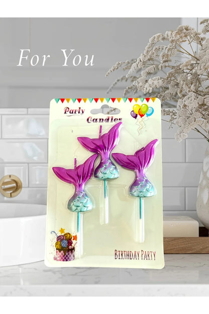 Deniz Kızı Mermaid Denizkızı Temalı Mum Seti 3 Parçalı Lüks Set