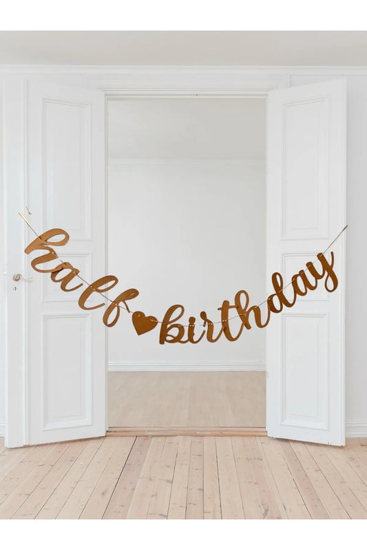 Kraft Renk Karton Half Birthday Yarımyaş Duvar Yazısı