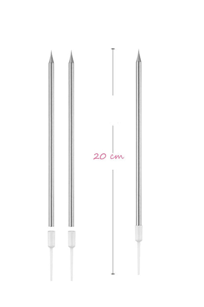 Gümüş renk Uzun Mum 6 adet 20 cm