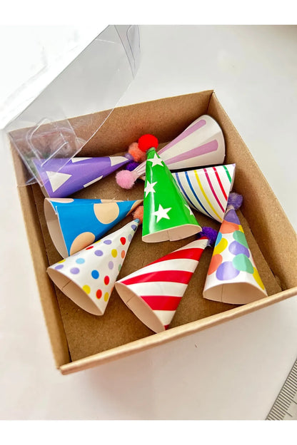 Miniboy Parti Şapkası PastaÜzeri Mini Oyuncaklar üzeri Kullanım 8 Adet 5 cm