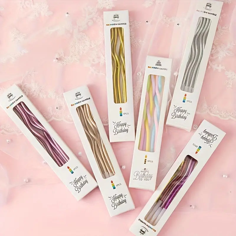 Spiral Model Slim İnce Pasta DoğumGünü Mum 6 Adet Renk seçenekli