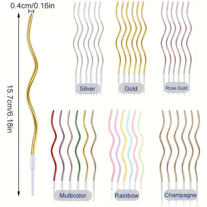 Spiral Model Slim İnce Pasta DoğumGünü Mum 6 Adet Renk seçenekli