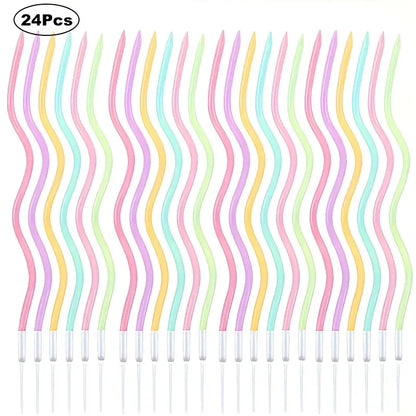 Spiral Model Slim İnce Pasta DoğumGünü Mum 6 Adet Renk seçenekli