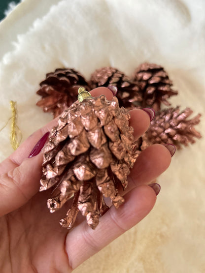 Kozalak Yılbaşı Ağaç Süsü Metalik Rose Gold 6 Adet