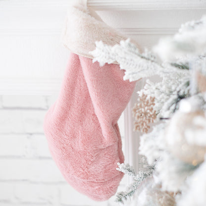 Yılbaşı Peluş Şömine Çorabı Toz Pembe Renk Noel Çorap