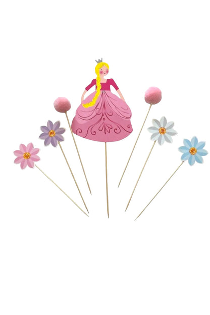 Prensesler Temalı Pasta Üzeri Süs Seti 7 Li