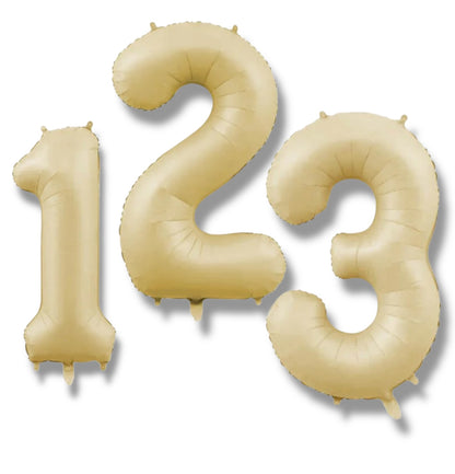 Şampanya Renk Rakam Folyo Balon Retro 34 İnch Rakam Seçiniz