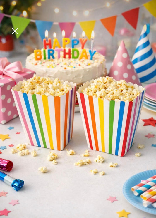 Canlı Renkler Çizgili Mısır Popcorn Kutusu 8 Adet