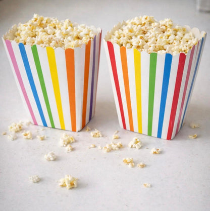 Canlı Renkler Çizgili Mısır Popcorn Kutusu 8 Adet