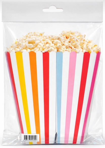 Canlı Renkler Çizgili Mısır Popcorn Kutusu 8 Adet